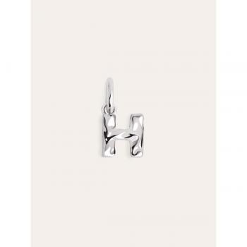Charm Letter Organic de plata bañada en rodio Letra H