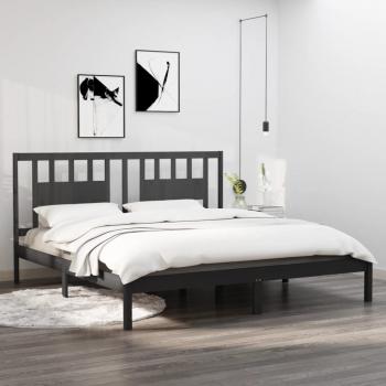 Cama de madera maciza gris 180x200 cm Super King vidaXL