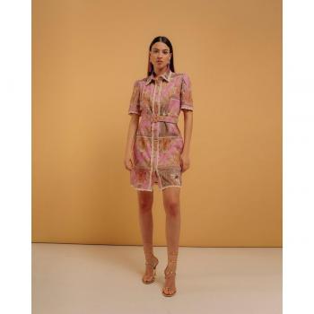 Niza - Vestido corto recto camisero y cuello solapa