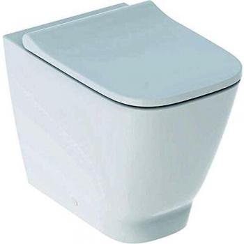 Lavabo Geberit Smyle Square 90x48 Blanco y Inodoro Rimfree Fijo al Suelo 35,5x54 Blanco Brillo con Asiento Termoindurente