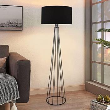 Lámpara de Pie Neath 1xE27 20W Metal Tela 155 cm Negro/Antracita