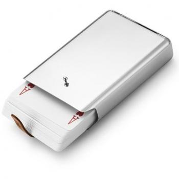 Georg Jensen Sky Card Game - Stainless Steel Case & Leather