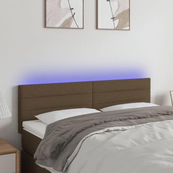 Cabecero LED de tela marrón oscuro 144x5x78/88 cm