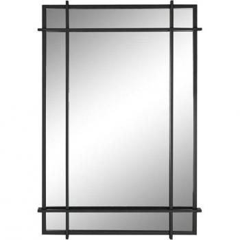 Espejo de pared negro de hierro y cristal 65 x 6 x 95 cm
