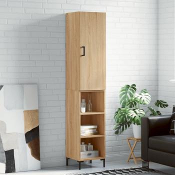 Aparador de madera contrachapada 34,5x34x180 cm con 3 estantes, mueble de almacenaje para salón en color roble Sonoma, armario auxiliar y armario de almacenamiento