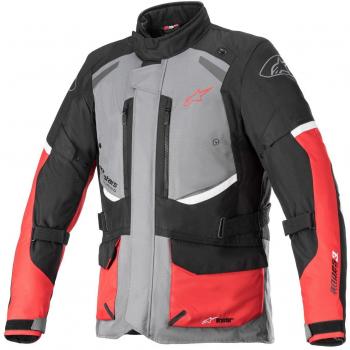 Alpinestars Andes V3 Drystar - Chaqueta de Moto Impermeable Transpirable Textil en Gris Oscuro-Negro-Rojo Intenso, talla S