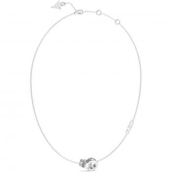 Collar 4G Forever - Collar de acero plateado con diseño moderno y elegante, incluye detalles en relieve del logo Guess, cierre seguro, longitud ajustable y acabado pulido