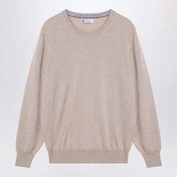 Brunello Cucinelli Men's Sand-Coloured Cashmere Sweater in Beige | Size 50 | M2200100WS