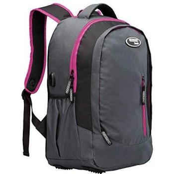 Mochila Deportiva Gris/Rosa 34L con Compartimento para Laptop