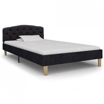 vidaXL Estructura de Cama Tela Somier Mobiliario Hogar Casa Clásica Práctica Cómoda Moderna Robusta y Duradera Sin Colchón Gris Oscura 100x200cm