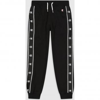 Pantalón Deportivo Puño Niño Negro/Blanco con Cinta de Logotipo