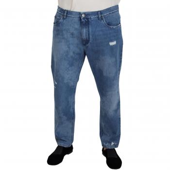 Dolce & Gabbana Blue Washed Cotton Casual Denim Jeans - IT54 | XL, Slim-fit, Male, Size: 2XL