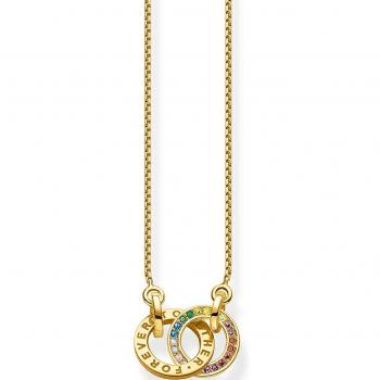 Thomas Sabo Together Rainbow Adjustable Necklace - Gold Plated Sterling Silver with Colorful Stones