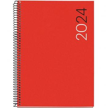 Agenda Miquelrius 2024 Basic City Espiral Plus Tapa de Polipropileno Semana Vista 155x213mm Rojo