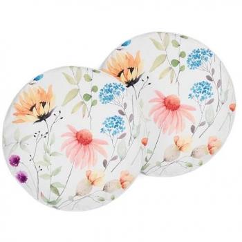 Set de 2 cojines de jardín redondos ⌀ 40 cm poliéster multicolor con estampado floral, decoración moderna y resistente al agua