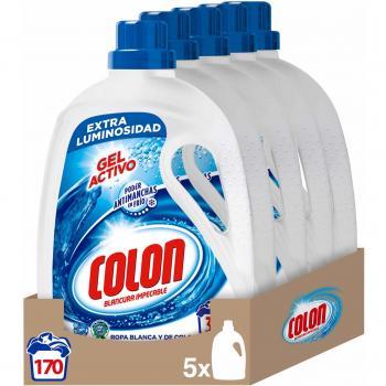 Colon Gel Activo - Detergente para lavadora líquido, fórmula higiene, adecuado para ropa blanca y de color, formato gel - pack de 5, hasta 170 dosis