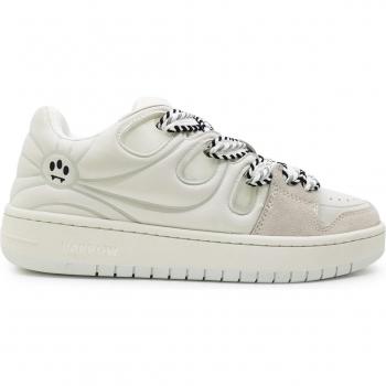 Barrow Men's White Suede and Mesh Sneakers with Logo, Size 9 US