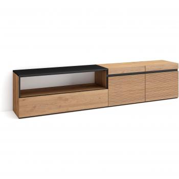 Mueble TV Moderno de Roble con Almacenamiento para Televisores hasta 80, 200x45x35cm - Skraut Home