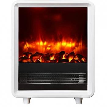 Chimenea Eléctrica Balderia George - Estufa de Pie 2000W, Efecto Llama 3D, Blanco, Protección contra Sobrecalentamiento