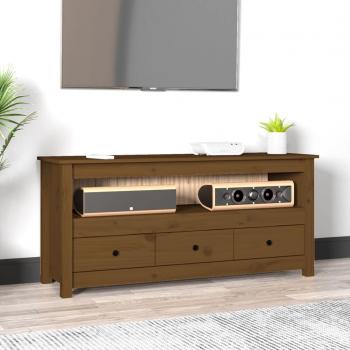 Mueble de TV de madera maciza de pino marrón miel 114x35x52 cm vidaXL