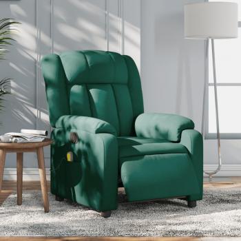 Sillón Reclinable de Masaje Eléctrico en Tela Verde Oscuro