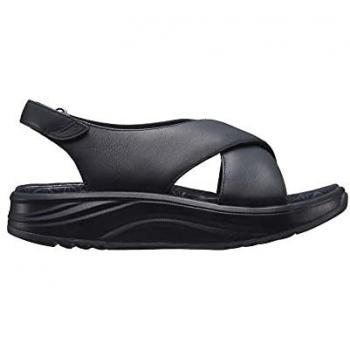 Sandalias Lisbon Negras para Mujer de Cuero Auténtico, Cómodas con Forro Suave - Talla 42