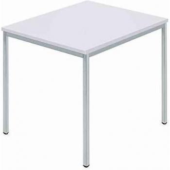 Mesa rectangular de tubo cuadrado revestido 800 x 800 mm - Kaiserkraft blanca/gris