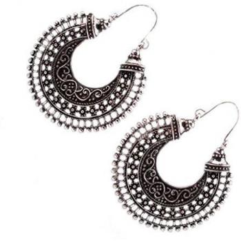 Estilo Popular Plata Retro Vendimia Hueco Mitad Del Aro Pendientes De Clip De La Joyería
