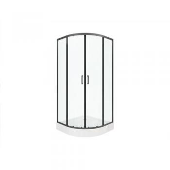 Mampara de ducha angular SIDOA con plato de ducha - Negro - 80 x 80 x 190 cm - Cristal templado