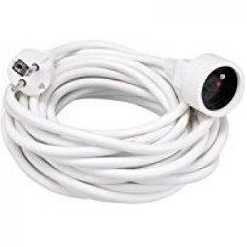 Cable Prolongador Perel - 10 Metros - Blanco y Negro - 3G1.5 - Toma de Tierra