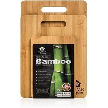 Conjunto de tablas de cortar de Home Organics, de calidad y hechas de bambú moso, para la preparación de alimentos, carne, verduras, pan, galletas saladas y queso.
