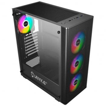UNYKAch MIR 100 ATX Gaming Case with Tempered Glass Side Panel and 4 ARGB Fans - Black