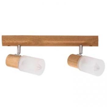 Lámpara de Techo Kira Wood - Madera, Metal y Vidrio - Haya Blanca - 34x6x18 cm