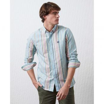 Camisa Altonadock rayas manga larga de lino para hombre