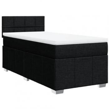 Cama box spring con colchón tela negro 100x200 cm Negro