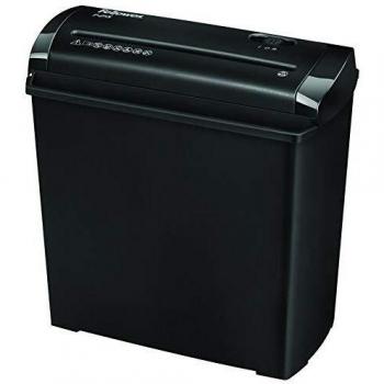 Fellowes P-25S - Destructora trituradora de papel, corte en tiras, destruye hasta 5 hojas, uso personal, color negro