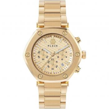 Philipp Plein Hexagon Chrono Gold Watch, Male, Yellow, Size: ONE SIZE