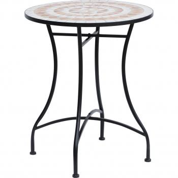 Mesa de jardín con mosaico de cerámica y forma redonda de 60x71cm.
