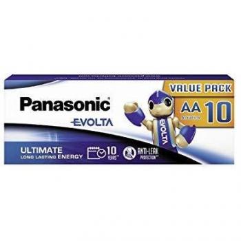 Panasonic EVOLTA Pila alcalina AA Mignon LR6 1.5 V, Energía de duración larga, Paquete sin plástico con 10 unidades