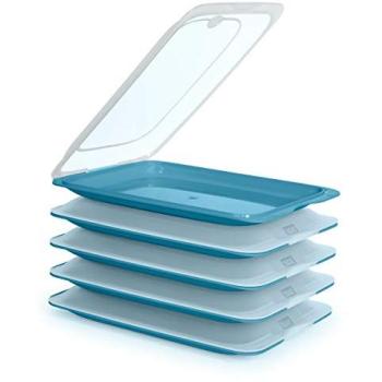 Lote de 5 Recipientes Porta Embutidos y Alimentos Fresh Ocean - Conservación Óptima en Nevera, Medidas 25.2 x 17 x 3.2 cm