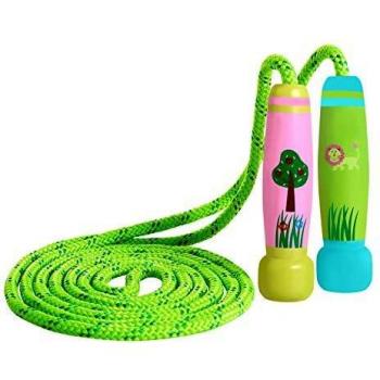 KONVINIT Cuerda para Saltar Skipping Rope Ajustable con Mango de Madera para niños, Longitud de 102 Pulgadas Adecuado para el Juego Escolar o Actividad al Aire Libre