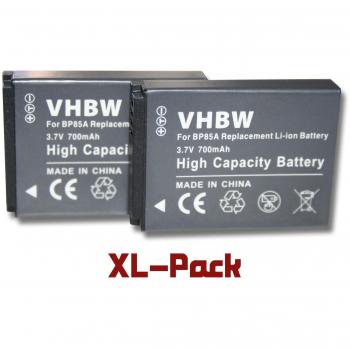 Set 2 baterías vhbw 700mAh para cámaras Samsung PL210, SH100, ST200, ST200F, WB210 sustituye BP85a / BP-85a / IA-BP85a EA-BP85a