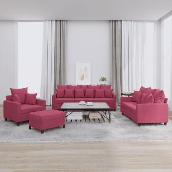 Juego de sofás con cojines 4 piezas terciopelo rojo tinto Vidaxl