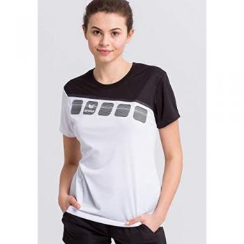 Erima Women's 5-C Short Sleeve T-shirt White / Black / Dark Grey