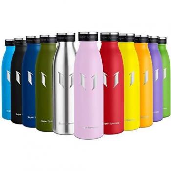Super Sparrow Botella de Agua Acero Inoxidable- 750ml - sin BPA - islamiento de Vacío de Doble Pared, Botellas Frío/Caliente, Reutilizable para Niños, Colegio, Sport, Gimnasio, Bicicleta