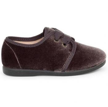 Zapato inglés de bebés en terciopelo con cordón de cinta de faya