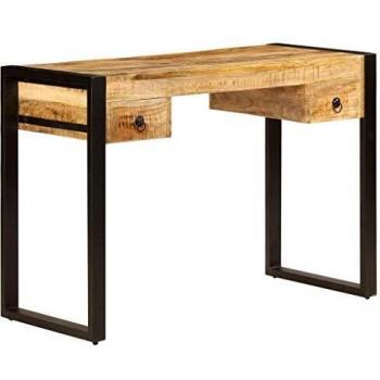 vidaXL Madera Maciza Mango Mesa de Escritorio 2 Cajones 110x50x77cm Mobiliario