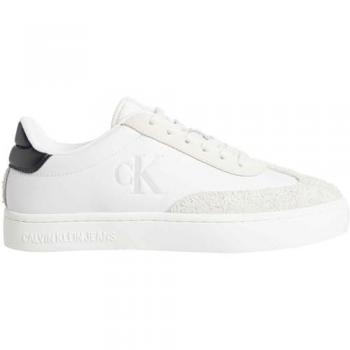Zapatillas Calvin Klein Classic Cupsole Low blancas y negras para mujer, tipo casco bajas con puntera de ante - Talla 40