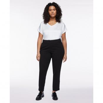 Pantalón recto de mujer con botones en la parte inferior