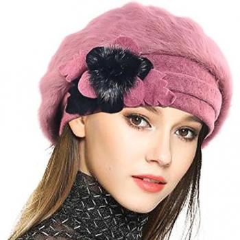 VECRY Mujeres Lana Boinas Angola Gorro Casquete Invierno Sombrero